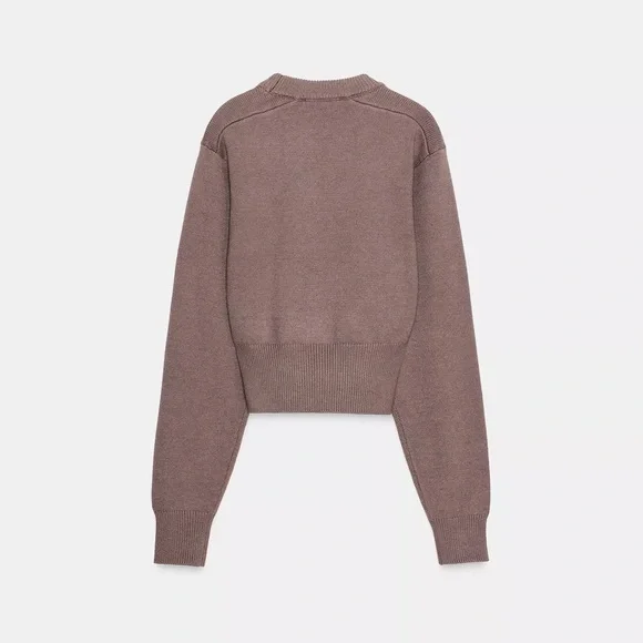 Zara cropped brown / taupe Sweater jumper - Picture 5 of 6